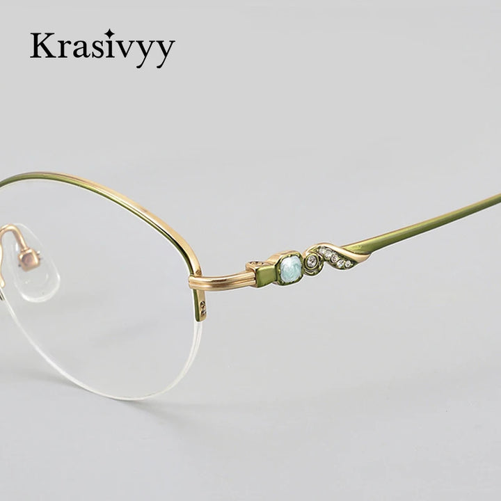 Krasivyy Women's Semi Rim Oval Square Titanium Eyeglasses 443003 Semi Rim Krasivyy   