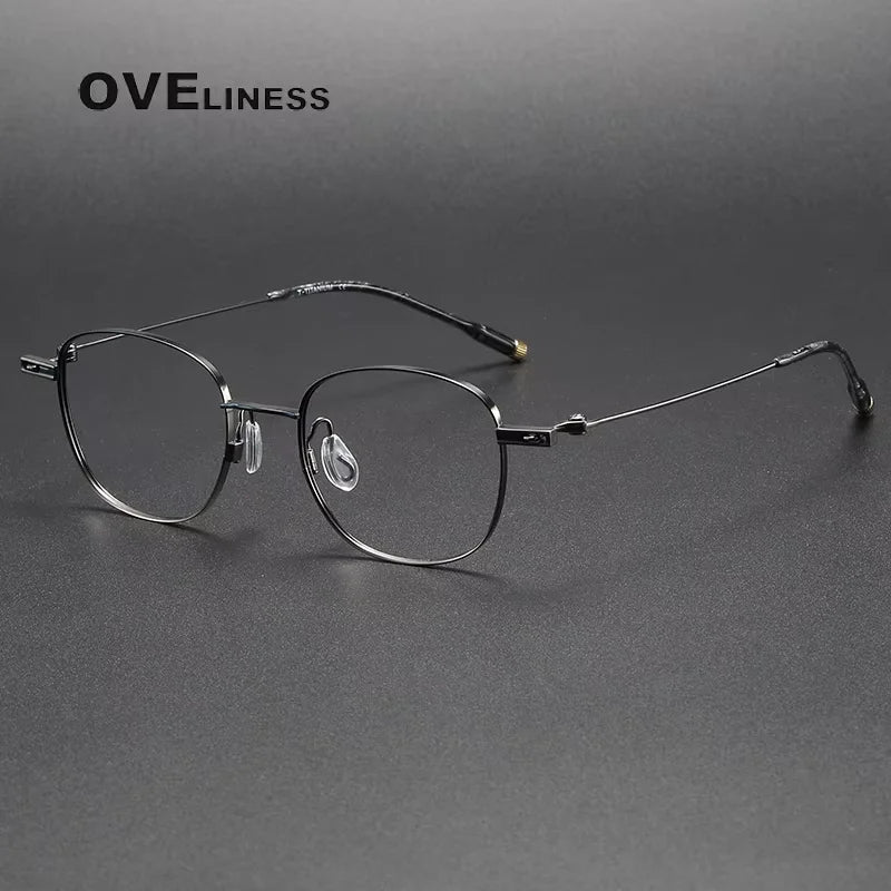 Oveliness Women's Full Rim Square Titanium Eyeglasses 40223 Full Rim Oveliness blue gun  