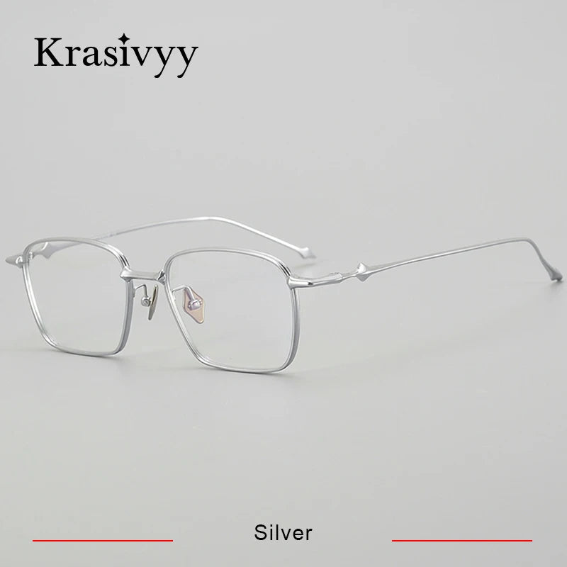 Krasivyy Men's Full Rim Square Titanium Eyeglasses A0201 Full Rim Krasivyy Silver  