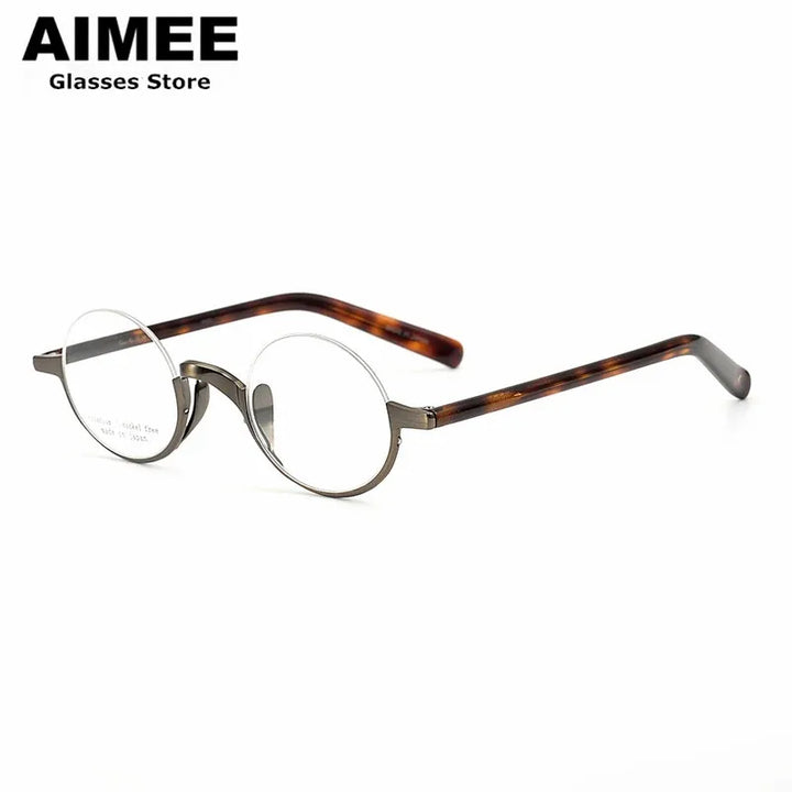 Aimee Unisex Semi Rim Round Titanium Eyeglasses 111380 Semi Rim Aimee   