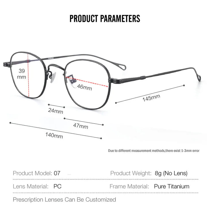 Muzz Unisex Full Rim Square Titanium Eyeglasses M007 Full Rim Muzz   