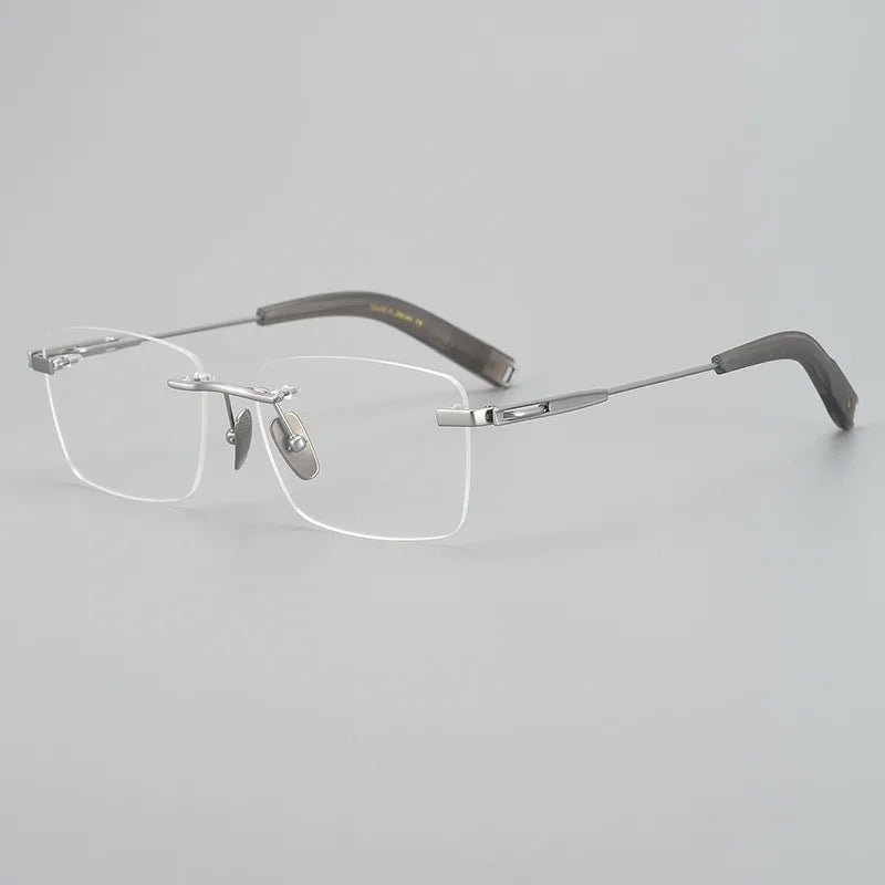 Hdcrafter Unisex Rimless Polygon Square Titanium Eyeglasses 680814