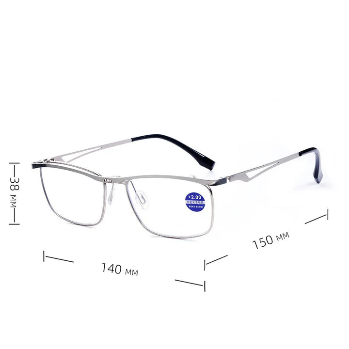 Hdcrafter Unisex Full Rim Square Alloy Flip Up Lens Reading Glasses 30054