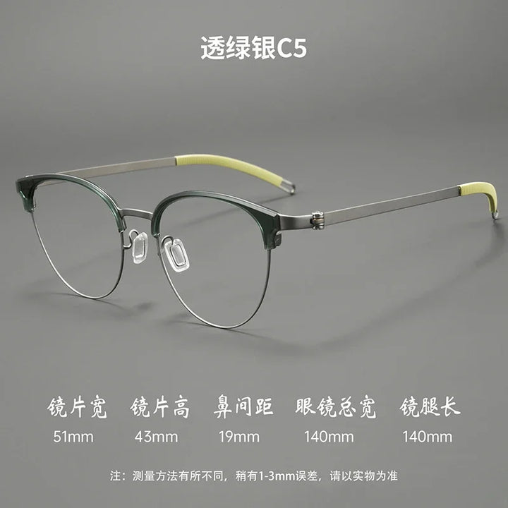 Bclear Unisex Full Rim Browline Titanium Eyeglasses BSF-S21227H