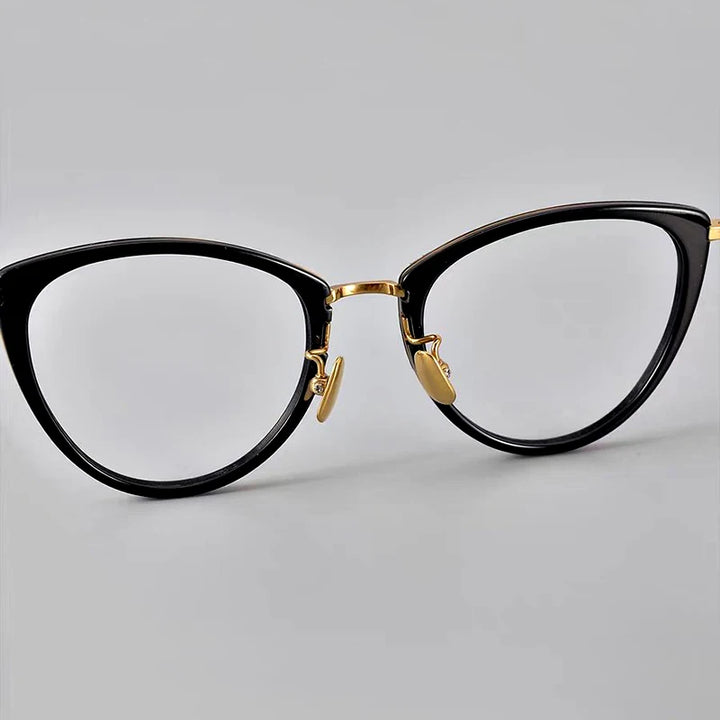 Hewei Unisex Full Rim Oval Cat Eye Acetate Alloy Eyeglasses 13252 Full Rim Hewei   