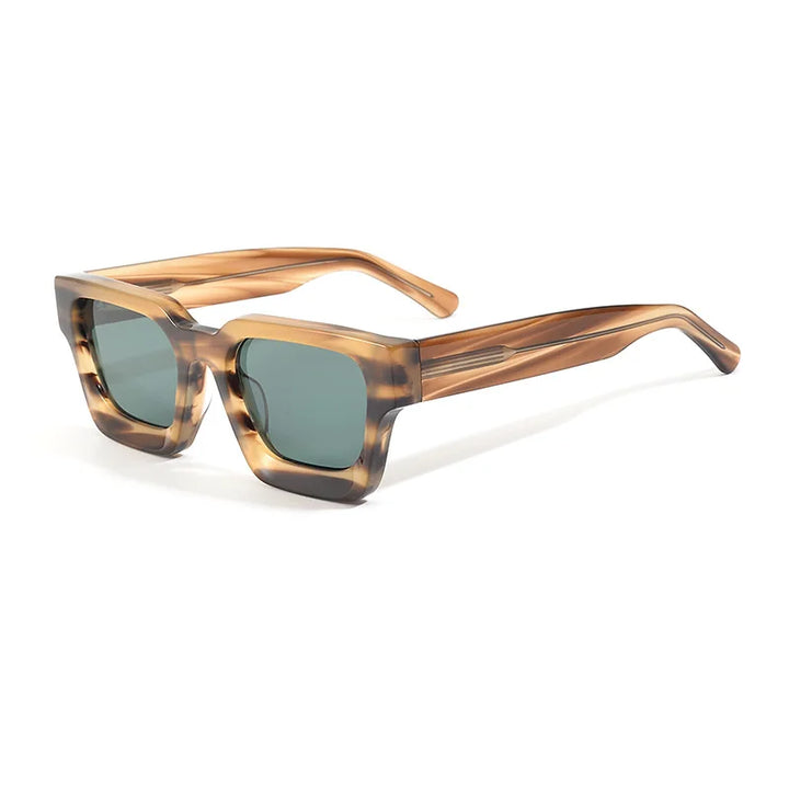 Black Mask Men's Full Rim Flat Top Square Acetate Sunglasses 441439