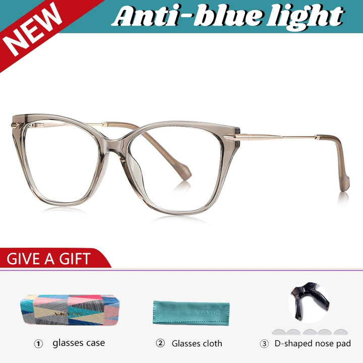 Vicky Women's Full Rim Square Cat Eye Tr 90 Alloy Reading Glasses 77240