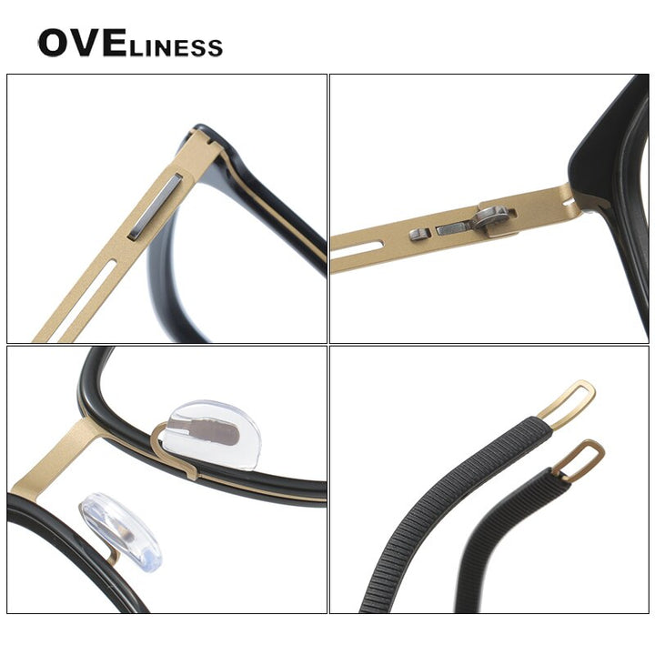 Oveliness Unisex Full Rim Square Screwless Titanium Eyeglasses 8202305 Full Rim Oveliness   