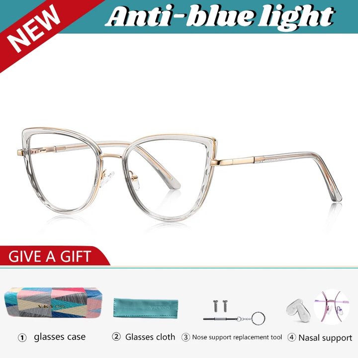 Vicky Women's Full Rim Butterfly Tr 90 Alloy Reading Glasses 31514