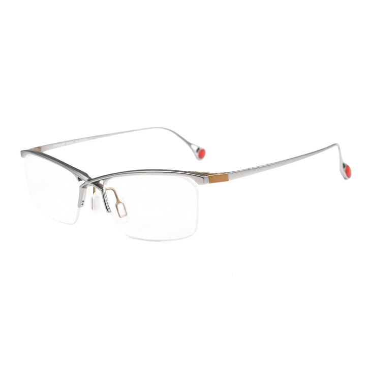 Aror Women's Semi Rim Square Brow Line Titanium Eyeglasses 18222 Semi Rim Aror Silver