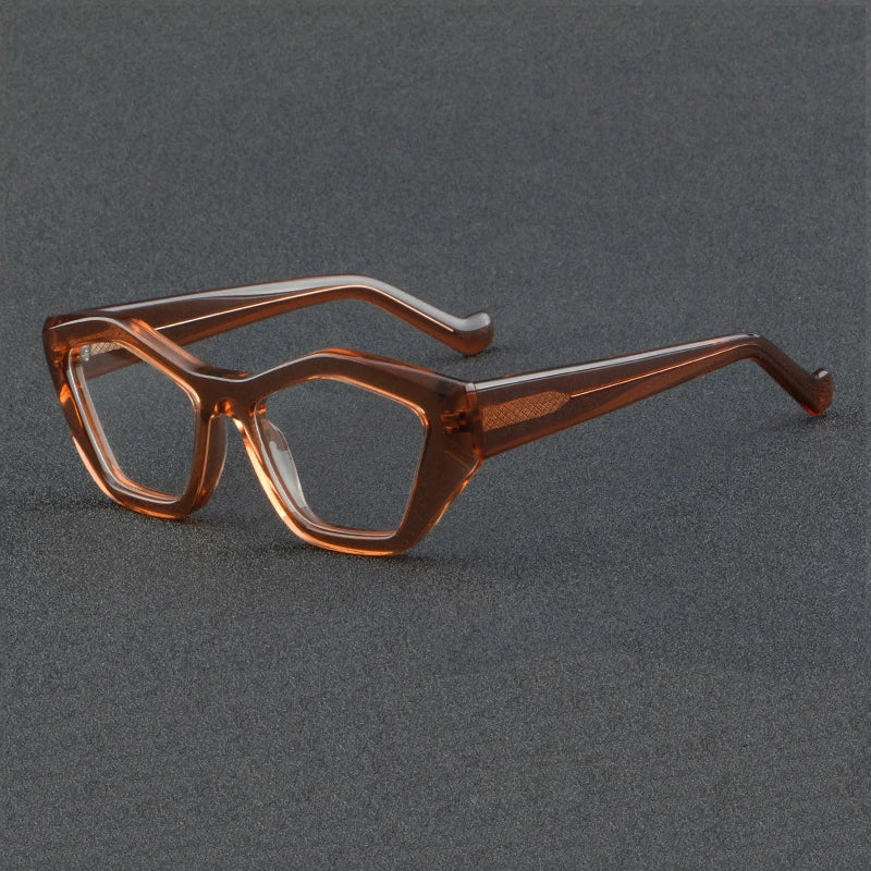 Hewei Unisex Full Rim Square Cat Eye Thick Acetate Eyeglasses 882214 Full Rim Hewei orange  