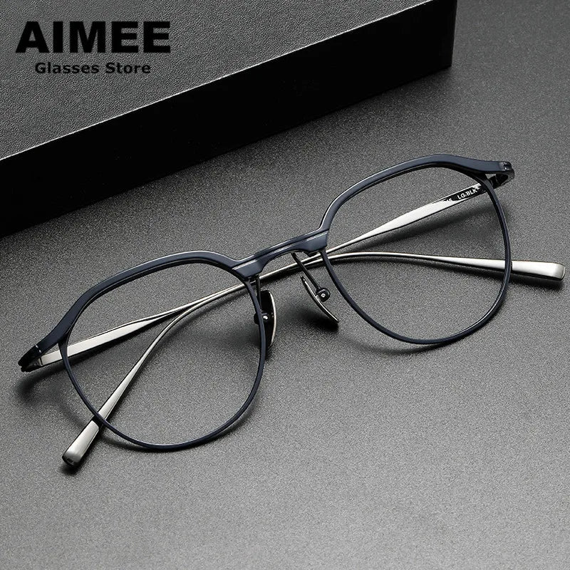 Aimee Unisex Full Rim Flat Top Square Titanium Acetate Eyeglasses 2147 Full Rim Aimee   