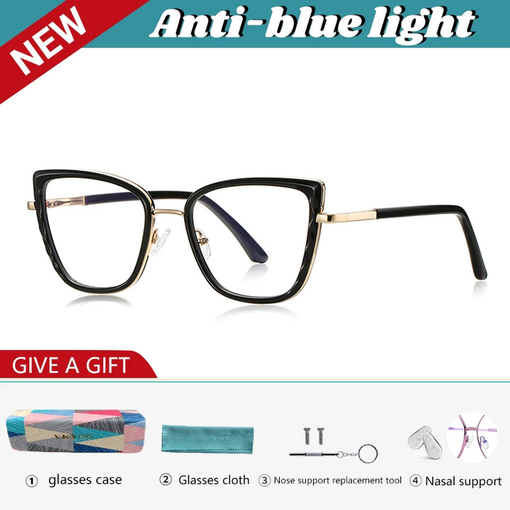 Vicky Women's Full Rim Butterfly Tr 90 Alloy Reading Glasses 43150