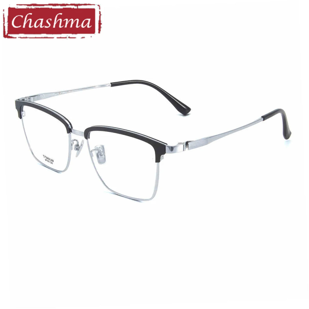 Chashma Ottica Unisex Full Rim Square Acetate Titanium Eyeglasses 412079