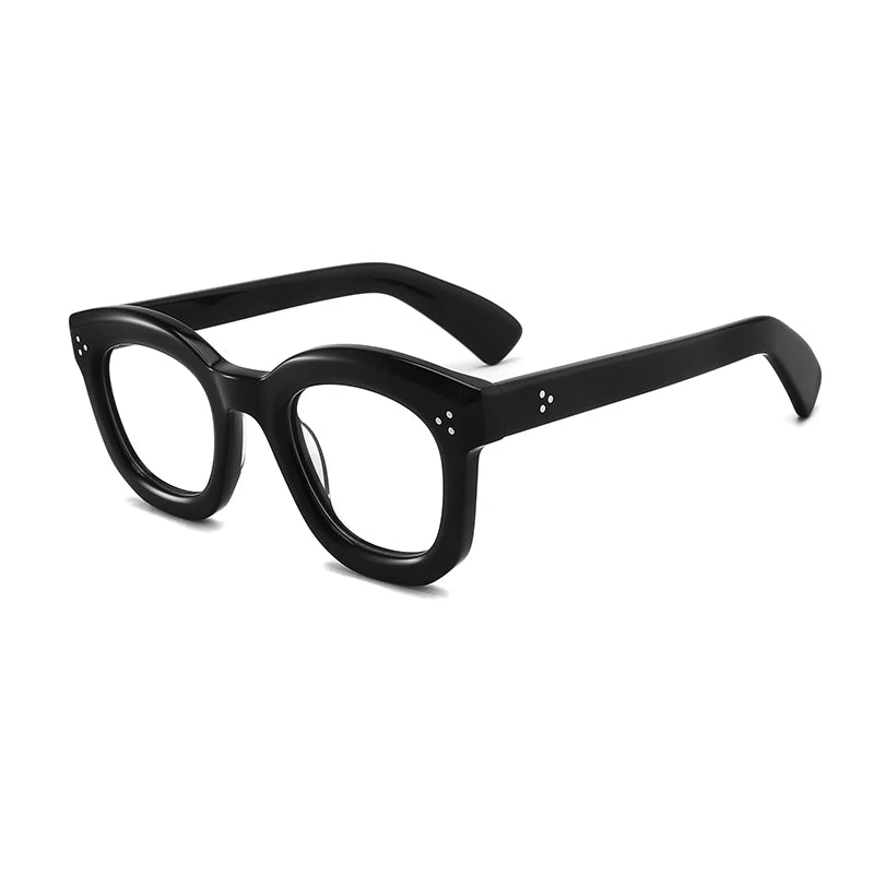 Gatenac Unisex Full Rim Square Cat Eye Thick Acetate Eyeglasses Gx1535 Full Rim Gatenac Black