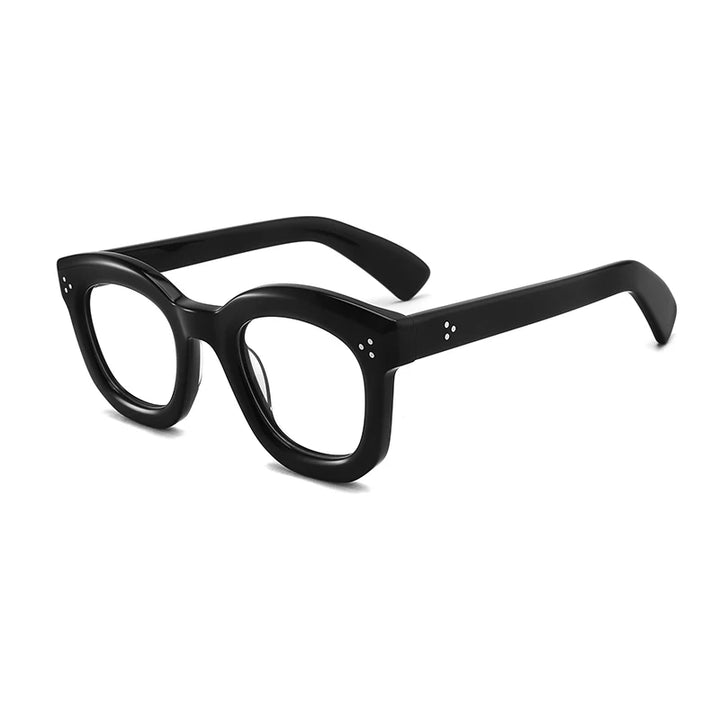 Gatenac Unisex Full Rim Square Cat Eye Thick Acetate Eyeglasses Gx1535 Full Rim Gatenac Black