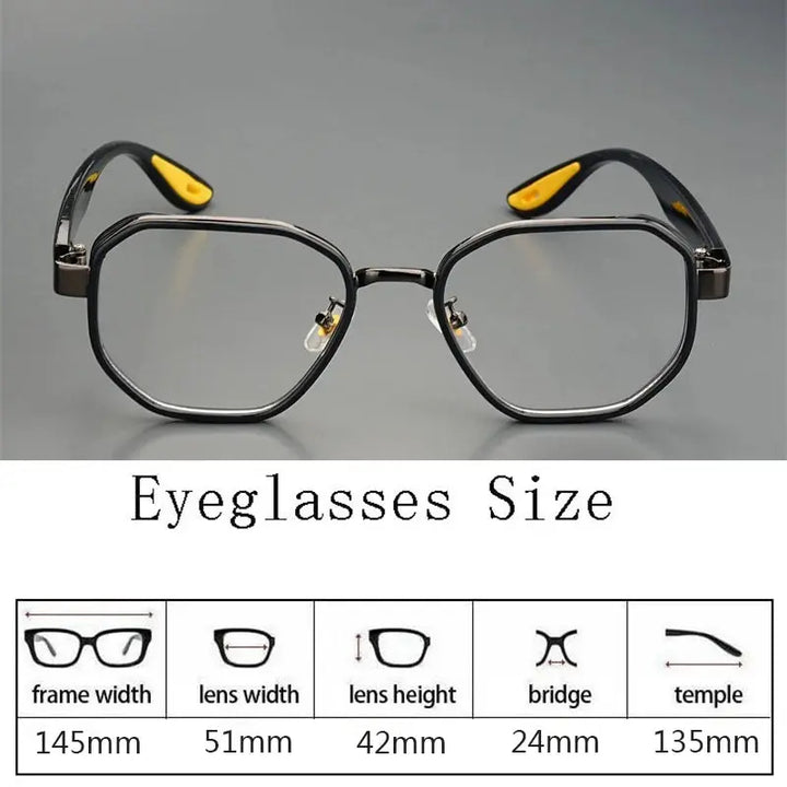 Hdcrafter Mens Full Rim Polygon Acetate Titanium Frames 100200 — view 2 | Hdcrafter Eyeglasses at FuzWeb