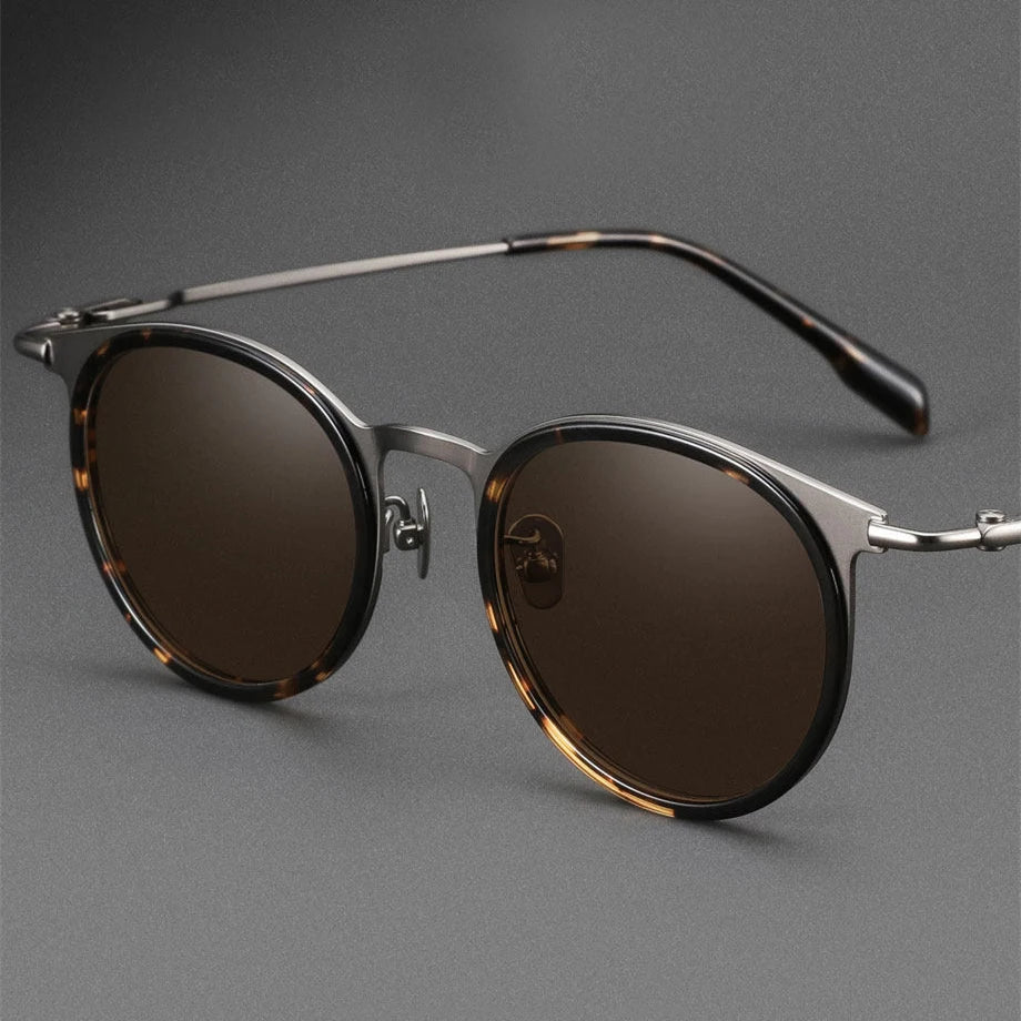 Black Mask Men Full Rim Round Titanium Polarized Sunglasses BM-0056
