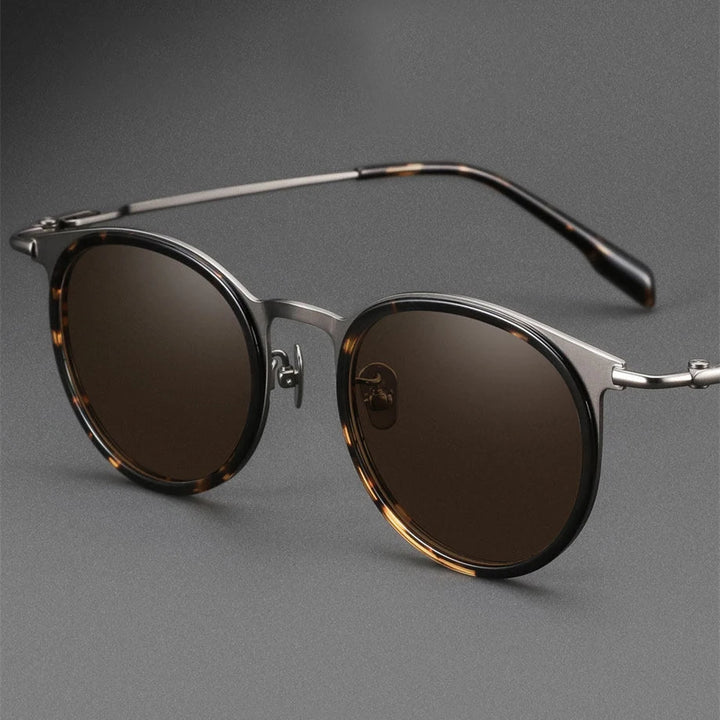 Black Mask Men Full Rim Round Titanium Polarized Sunglasses BM-0056