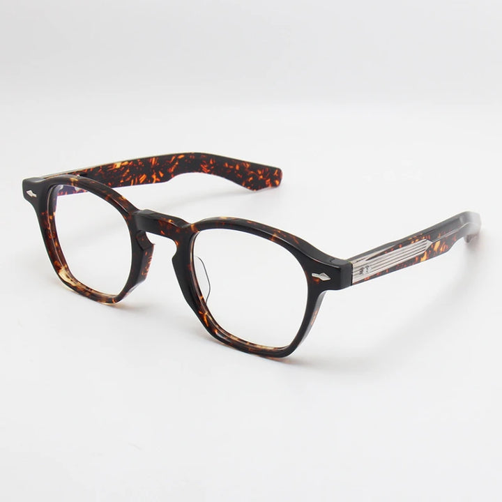 Black Mask Unisex Full Rim Polygon Square Acetate Eyeglasses 14450