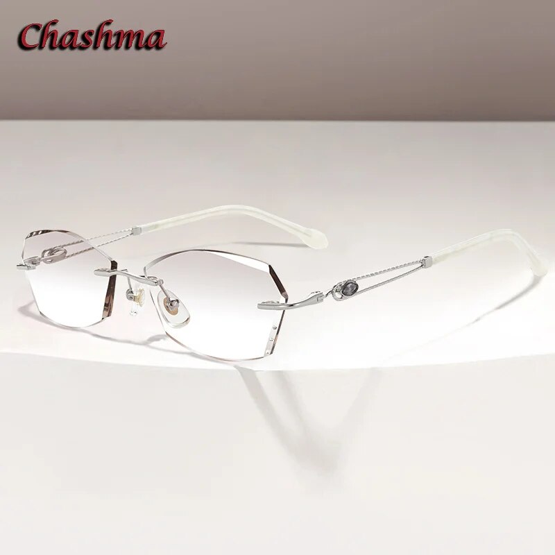 Chashma Ochki Women's Rimless Square Titanium Eyeglasses 2313 Rimless Chashma Ochki   
