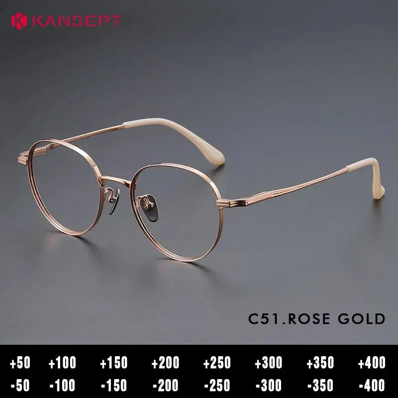 Kansept Unisex Full Rim Round Titanium Frames 266000 FuzWeb