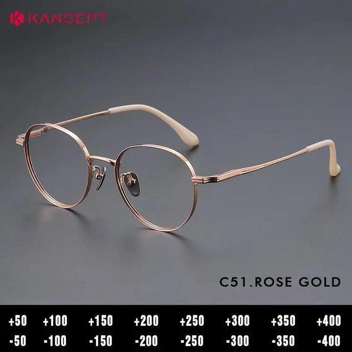 Kansept Unisex Full Rim Round Titanium Frames 266000 FuzWeb