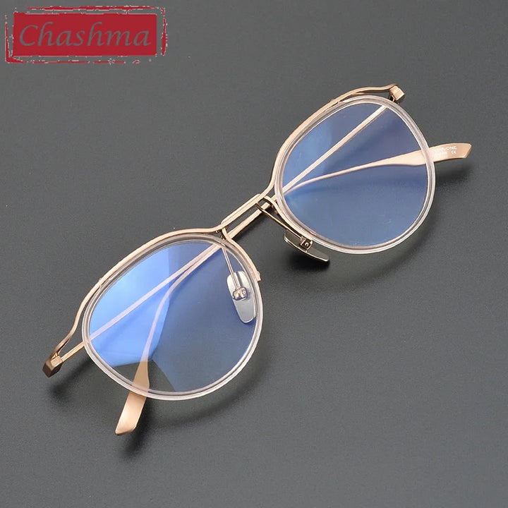 Chashma Ottica Unisex Full Rim Oval Acetate Titanium Eyeglasses 412131