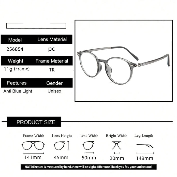 Kocolior Women's Full Rim Round Tr 90 Eyeglasses 46854
