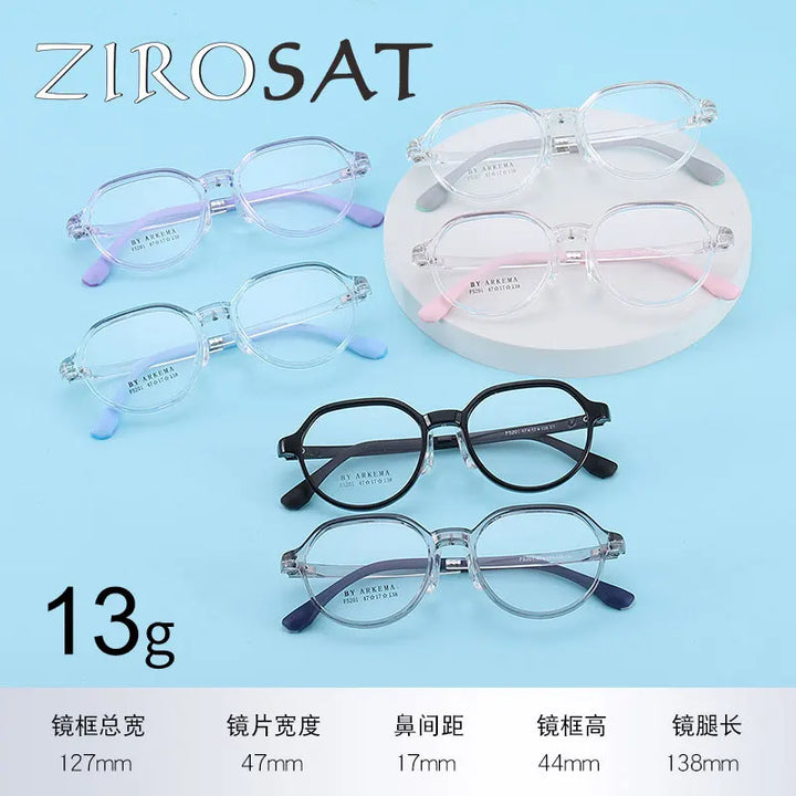 Zirosat Unisex Youth Full Rim Oval Tr 90 Silicone Eyeglasses Z5201 Full Rim Zirosat   