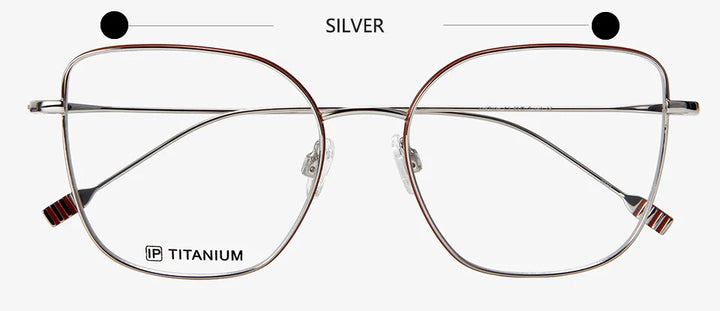 Esnbie Unisex Full Rim Square Cat Eye Titanium Eyeglasses 22024 Full Rim Esnbie SILVER  