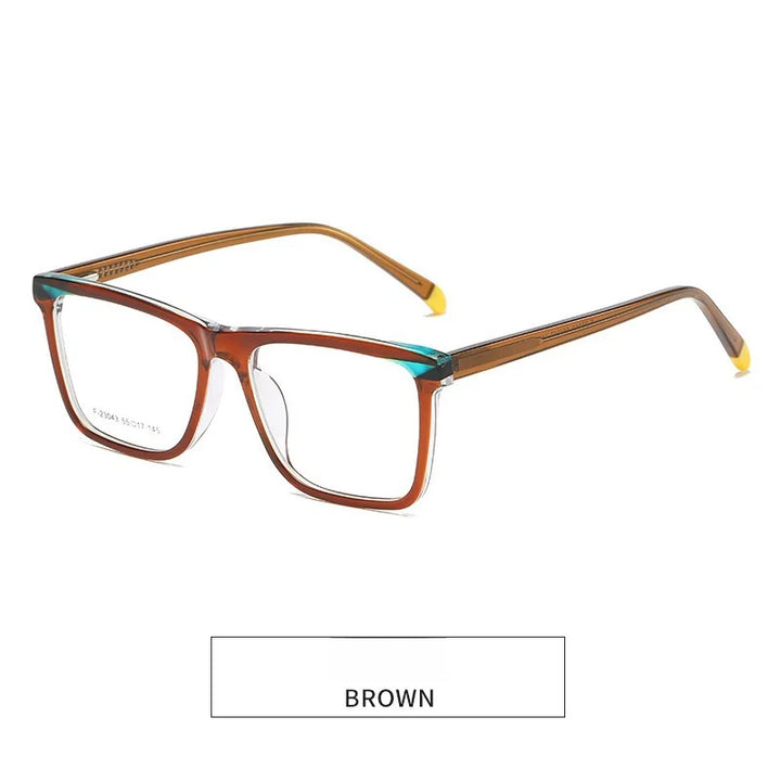 KatKani Men's Full Rim Square Acetate Eyeglasses F23043 Full Rim KatKani Eyeglasses BROWN  