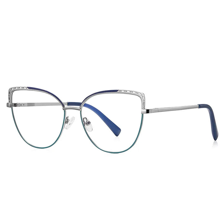 Laoyehui Women's Full Rim Square Cat Eye Alloy Reading Glasses 43112