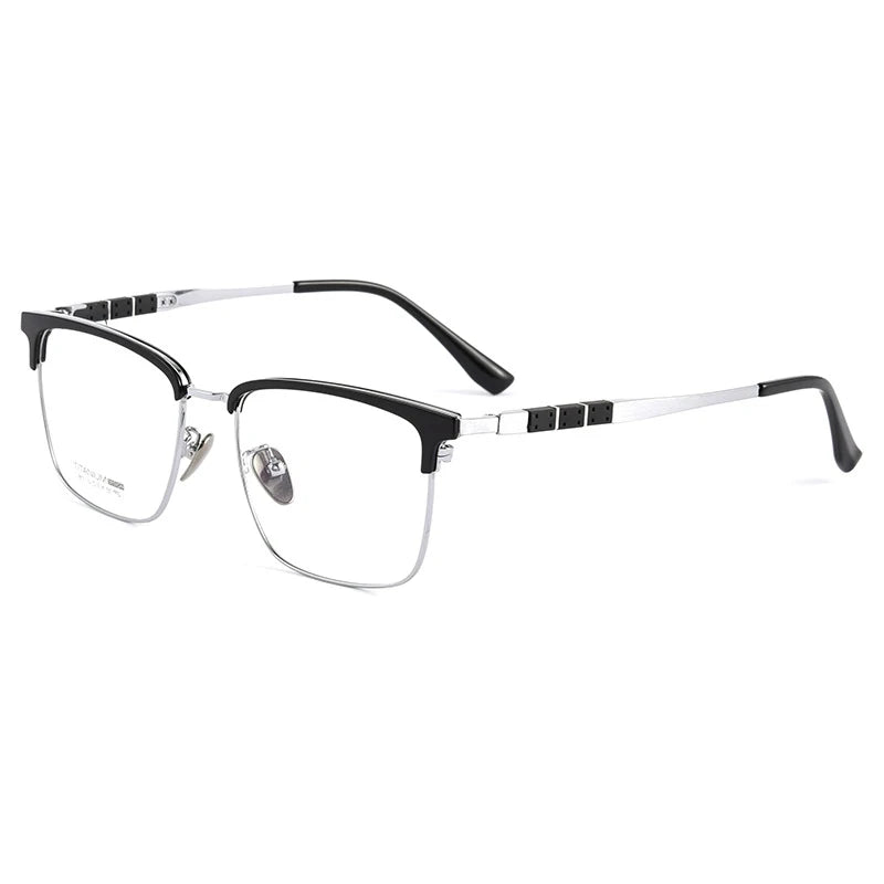 Handoer Women's Full Rim Square Titanium Eyeglasses 9017 Full Rim Handoer Black Silver  