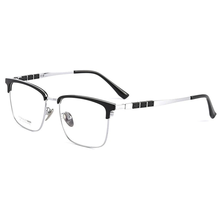 Handoer Women's Full Rim Square Titanium Eyeglasses 9017 Full Rim Handoer Black Silver  