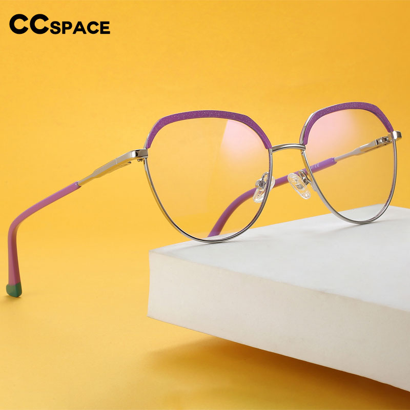 CCSpace Women's Full Rim Round Brow Line Alloy Eyeglasses 56485 Full Rim CCspace   