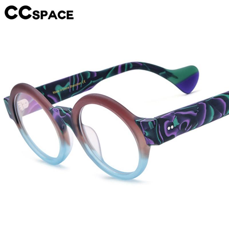 CCSpace Unisex Full Rim Round Acetate Eyeglasses 56872 Full Rim CCspace   