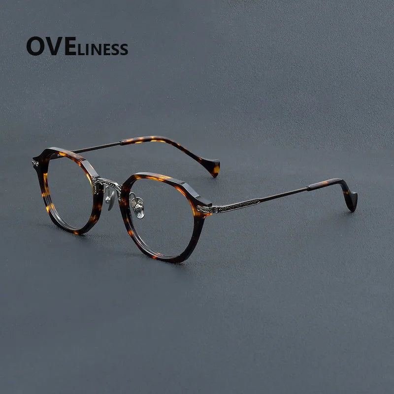 Oveliness Unisex Full Rim Oval Acetate Titanium Eyeglasses 926009
