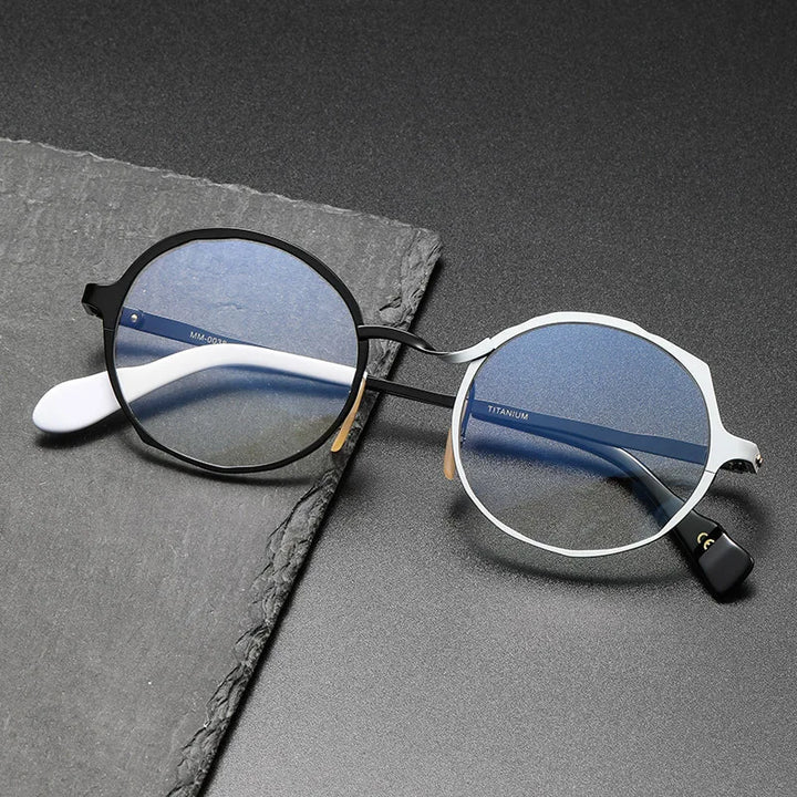 Muzz 0038 unisex round two-tone pure titanium prescription eyeglasses