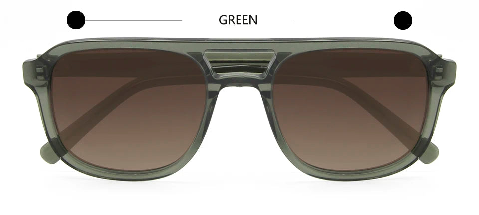 Esnbie Unisex Full Rim Square Double Bridge Acetate Sunglasses 230271