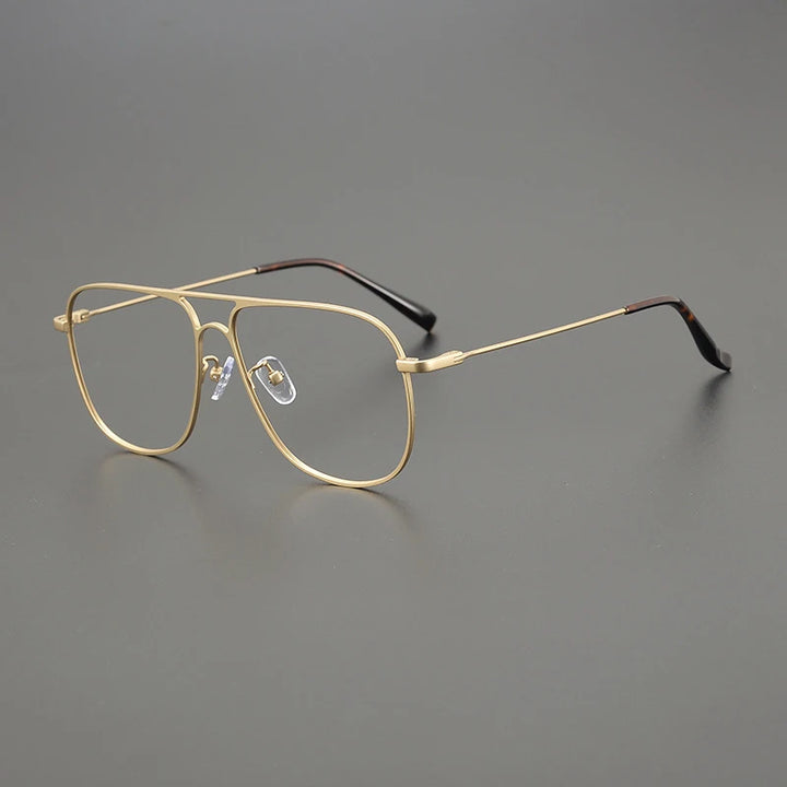 Gatenac Unisex Full Rim Square Double Bridge Titanium Eyeglasses Gxyj1241 Full Rim Gatenac Gold  