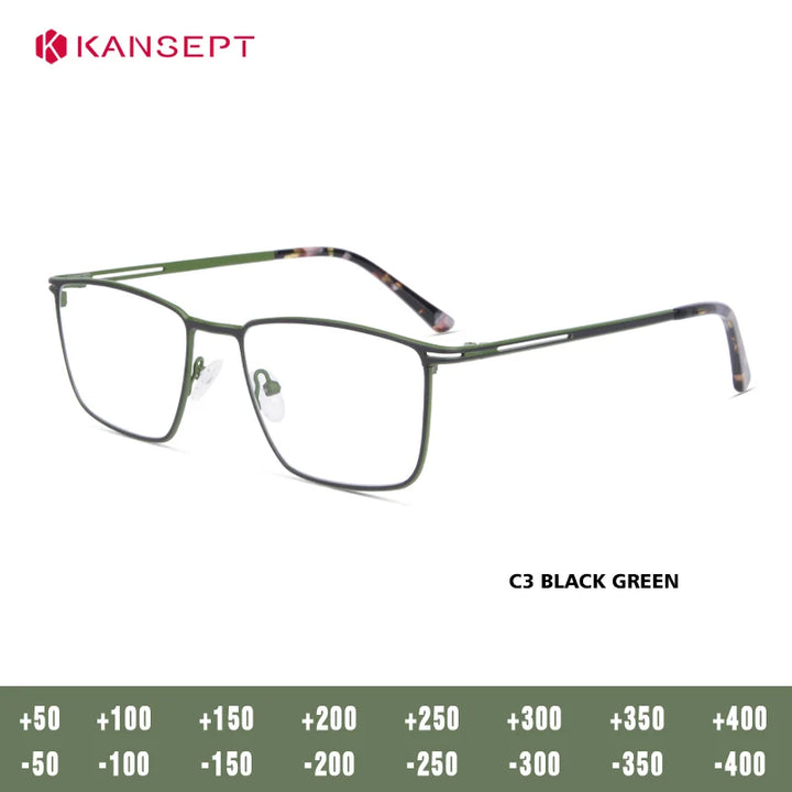 Kansept Unisex Full Rim Square Alloy Tr 90 Reading Glasses 74633