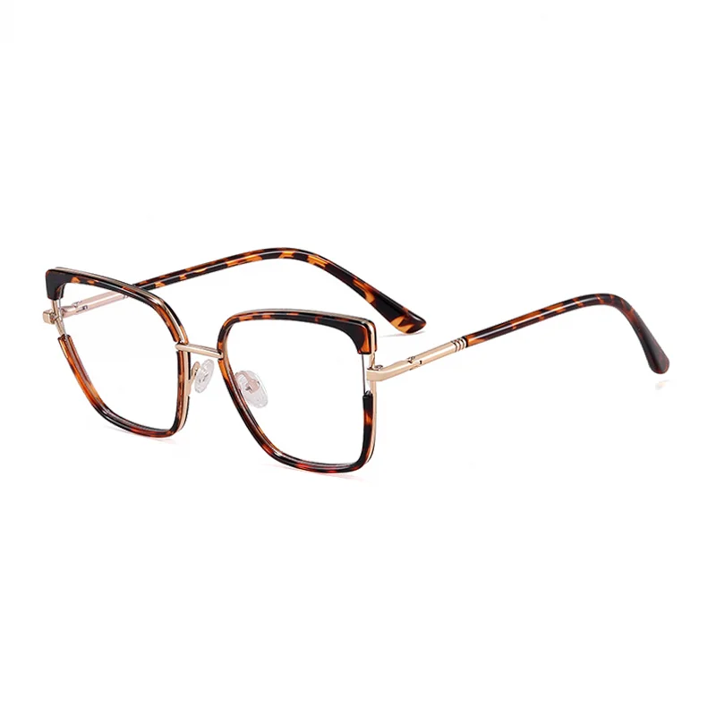 Ralferty Women's Full Rim Big Square Tr 90 Acetate Eyeglasses R83602 Full Rim Ralferty C3 Leopard CHINA 