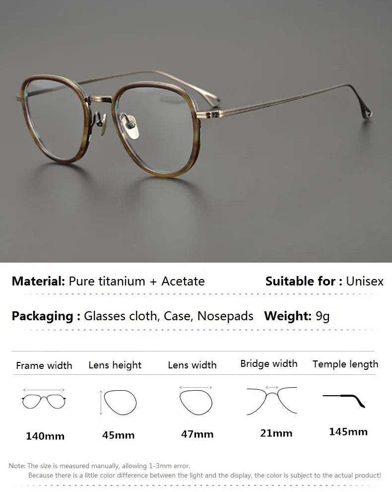 Aimee Unisex Full Rim Square Titanium Acetate Eyeglasses 9115