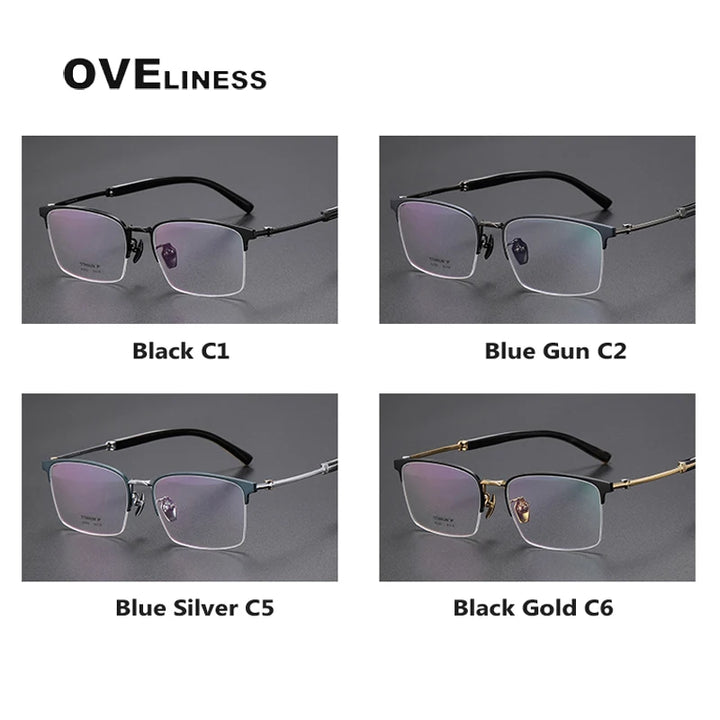 Oveliness Men's Semi Rim Square Titanium Eyeglasses O2335 Semi Rim Oveliness   