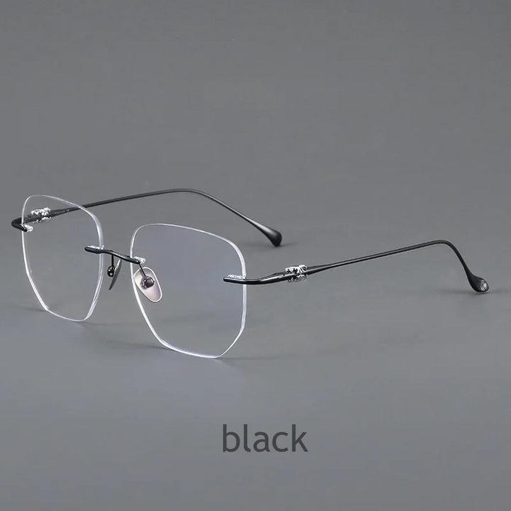 KatKani Unisex Rimless Square Titanium Eyeglasses B69061 Rimless KatKani Eyeglasses BLACK  