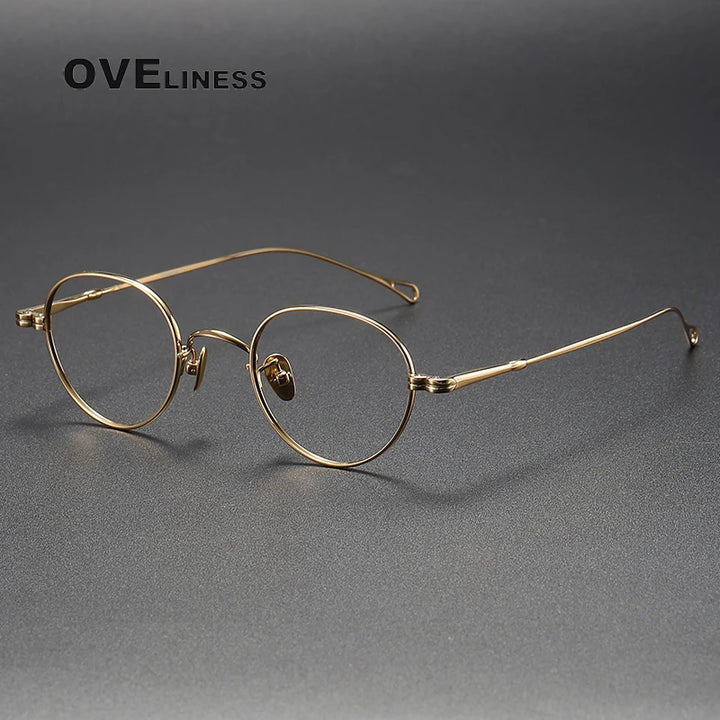 Oveliness Unisex Full Rim Oval Titanium Eyeglasses M002 Full Rim Oveliness gold  