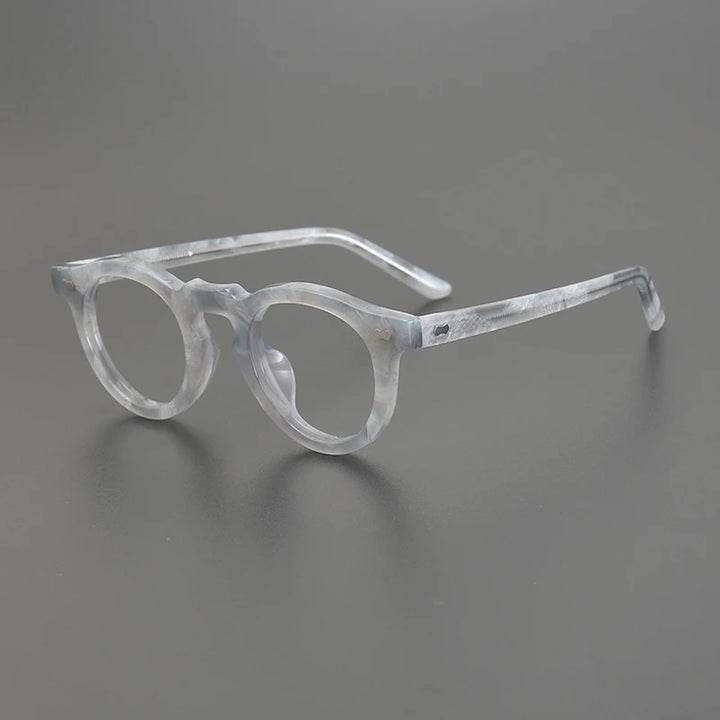 Gatenac Unisex Full Rim Round Acetate Eyeglasses Gxyj-1173 Full Rim Gatenac Stripe  