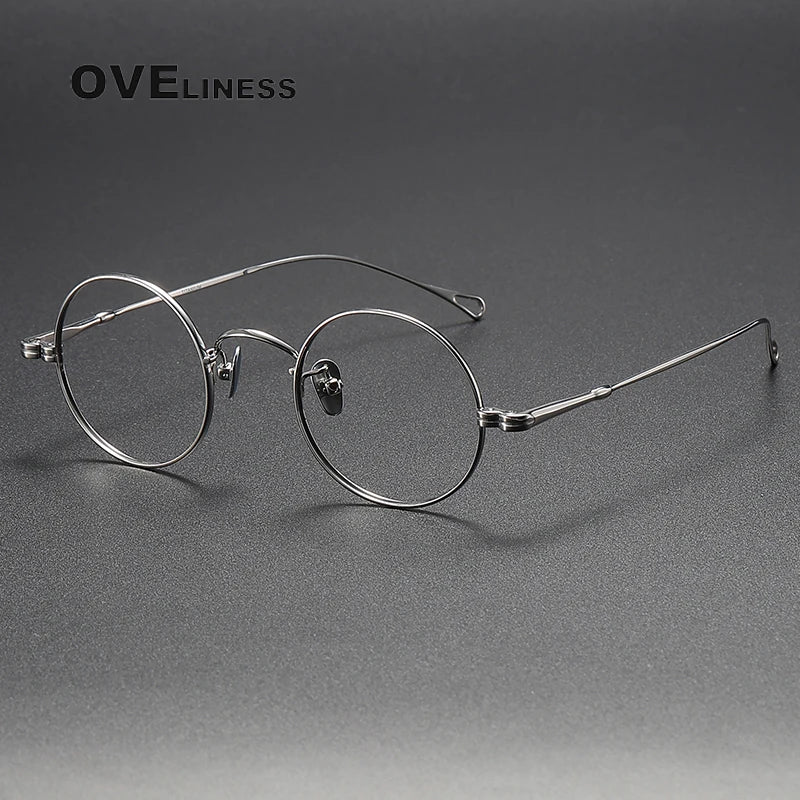 Oveliness Women's Full Rim Small Width Round Titanium Eyeglasses 369055