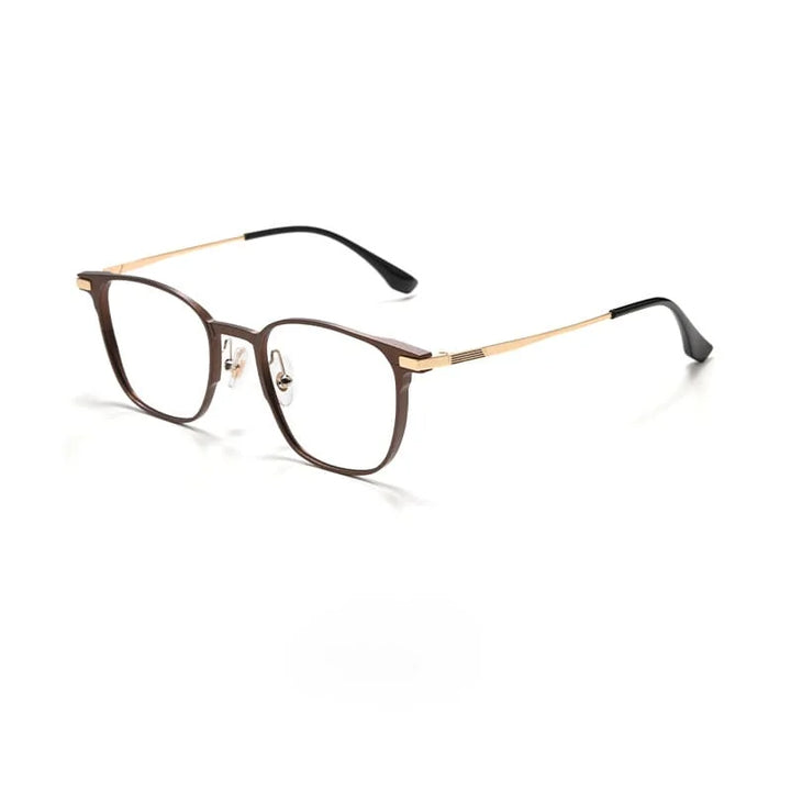 Summer Flower Men's Full Rim Square Acetate Titanium Eyeglasses 28559
